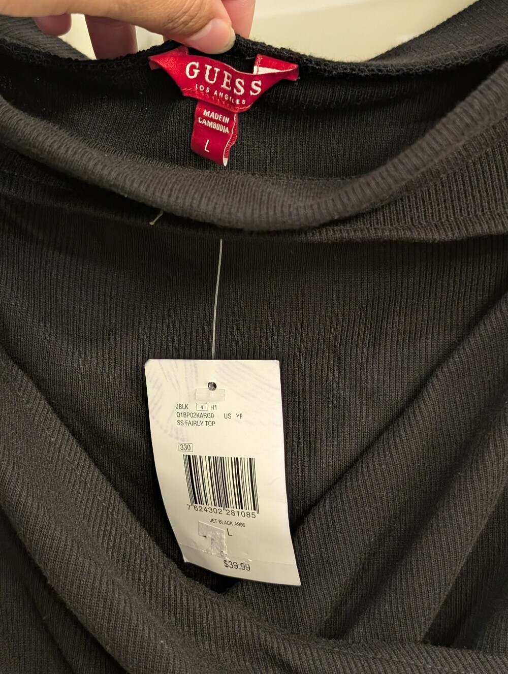 GUESS Black Off-Shoulder Ribbed Top - Picture 5 of 5